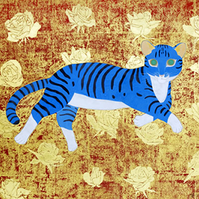「バラと猫」